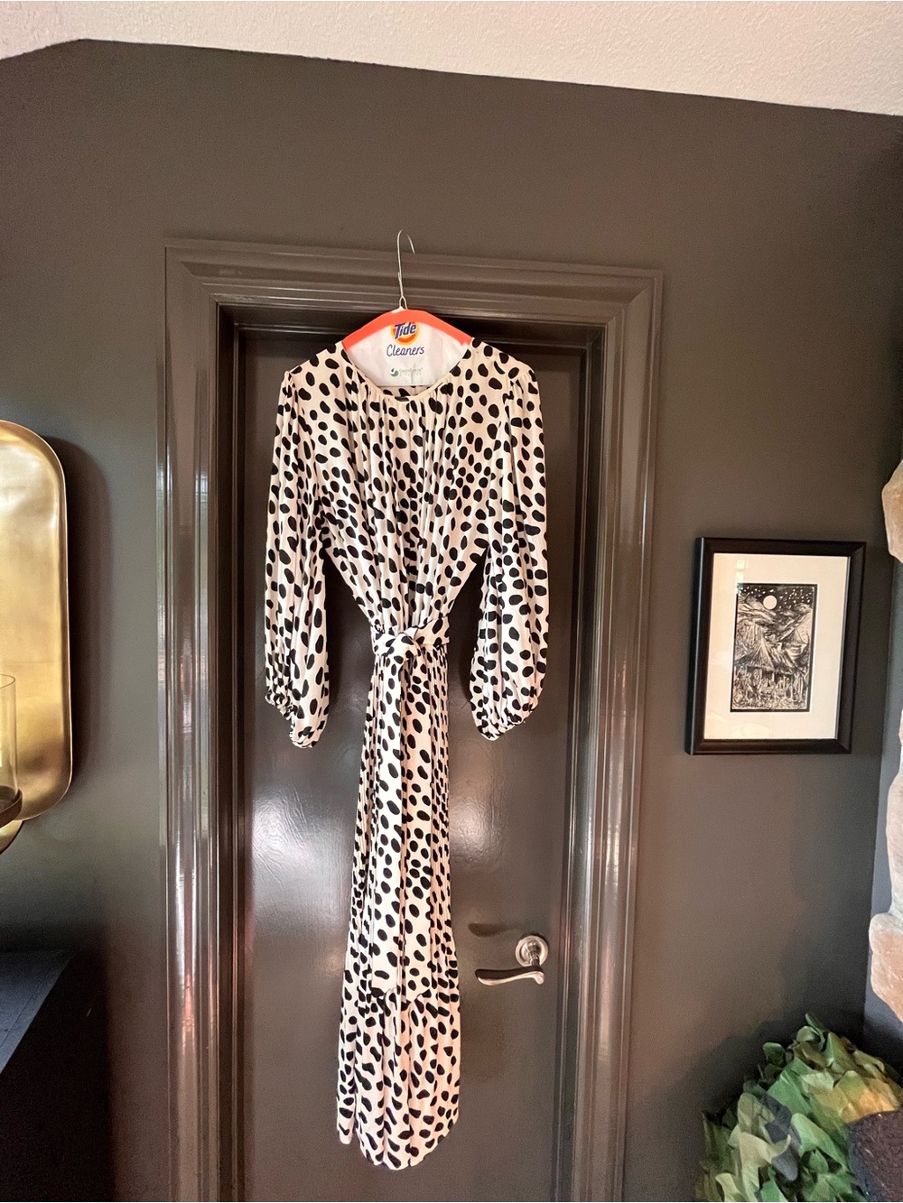 AYR Black & White Polka Dot Tie-Waist Maxi Dress